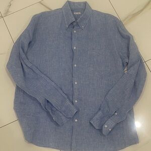 Men's Light Blue Casual Button Down Shirt 100% Linen